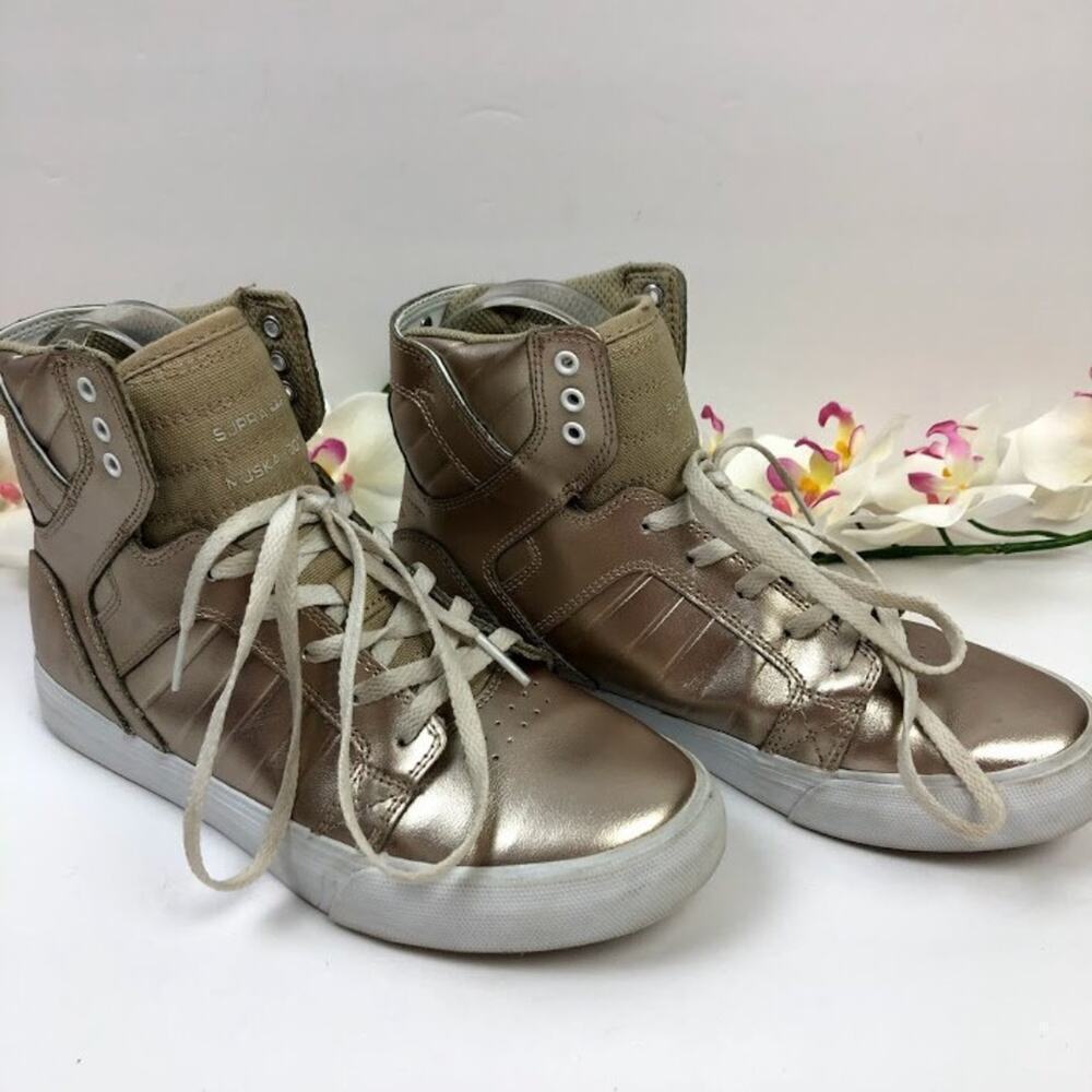 Supra Youths Skytop Champagne White Skate Shoes 5